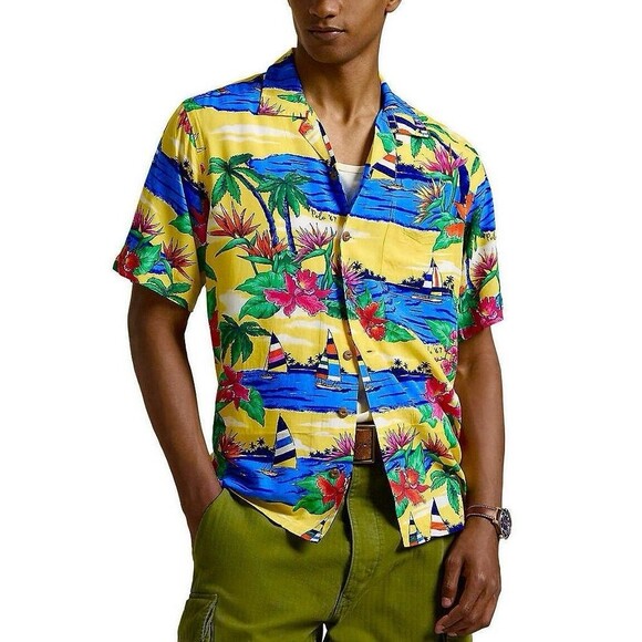 Polo Ralph Lauren Classic Fit Hawaiian Tropical Print Camp Shirt - Picture 1 of 6